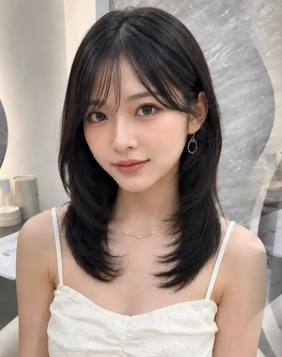 ミディアム カラー 黒髪 ヘアカラー トリートメント 🍒さき🍒大宮/ 透明感カラーのヘアスタイル