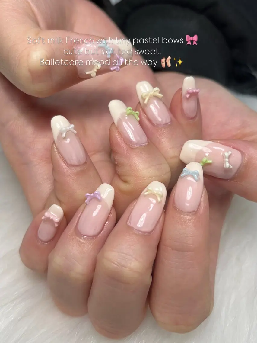 ネイル フレンチネイル パステルネイル ピンク リボン フットネイル お絵描きネイル Hanakoのネイルデザイン