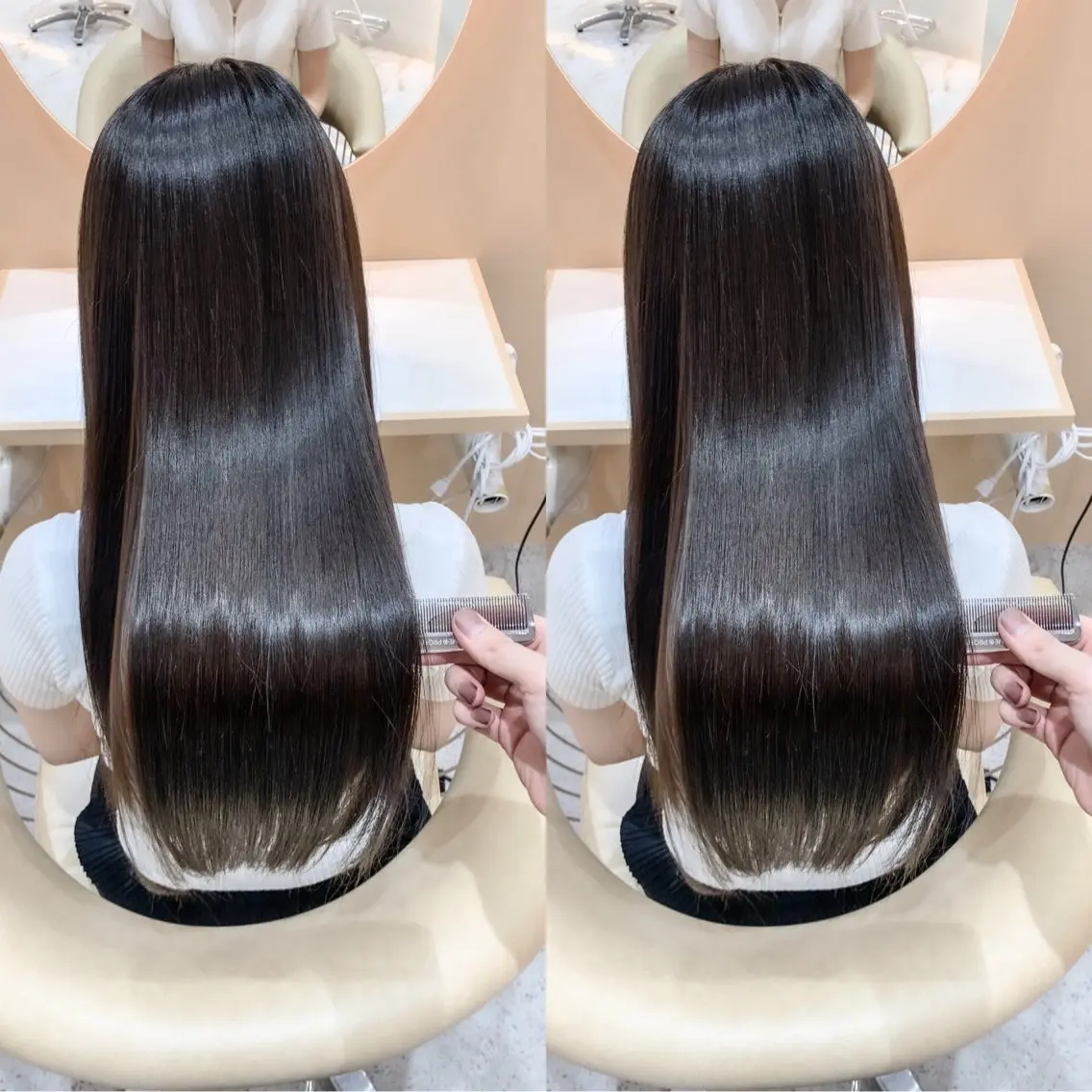 セミロング カラー ブリーチ 縮毛矯正 ✨美髪矯正×髪質改善 🍎カイト🍎渋谷のヘアスタイル