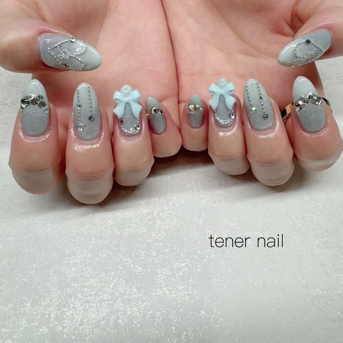 ネイル 水色 ハンドネイル テネルネイル tener nailのネイルデザイン