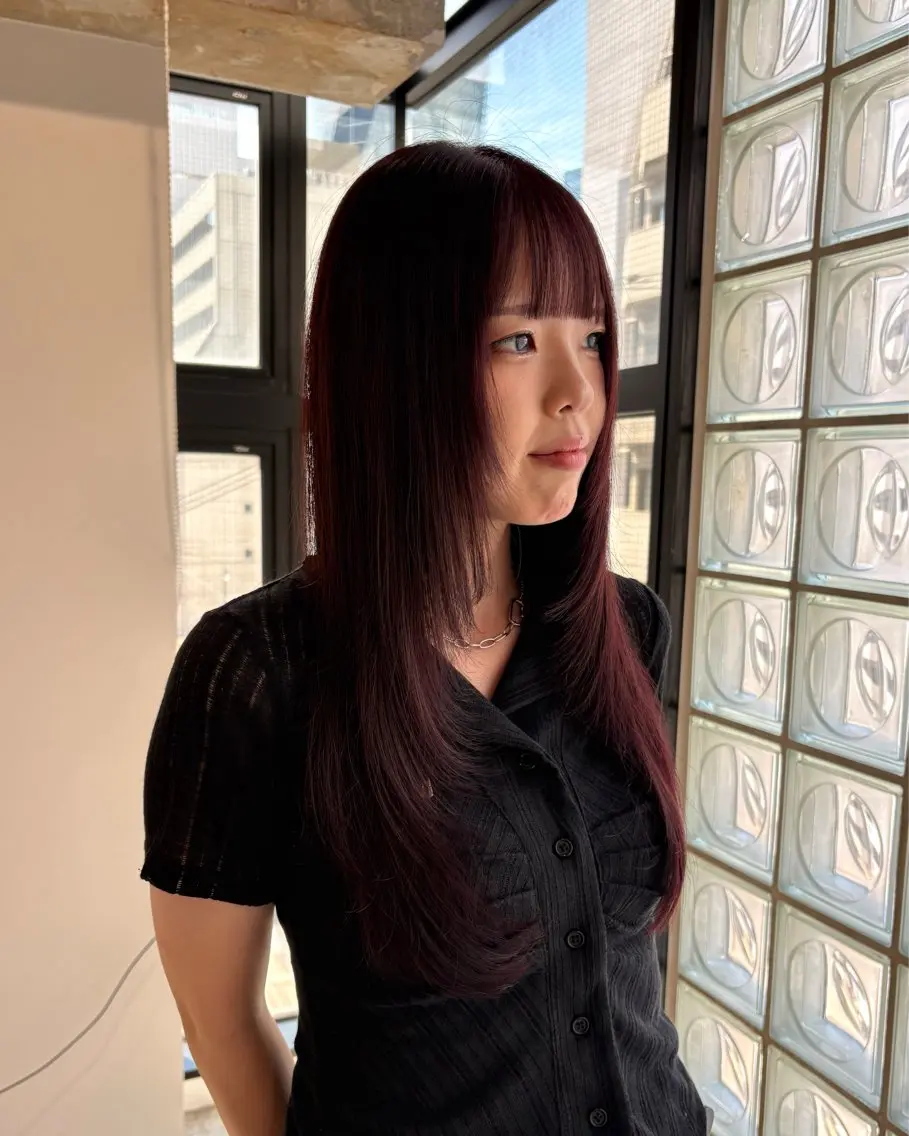 ロング カラー ブリーチ ブリーチなしカラー レッドカラー ヘアカラー パ ルのヘアスタイル