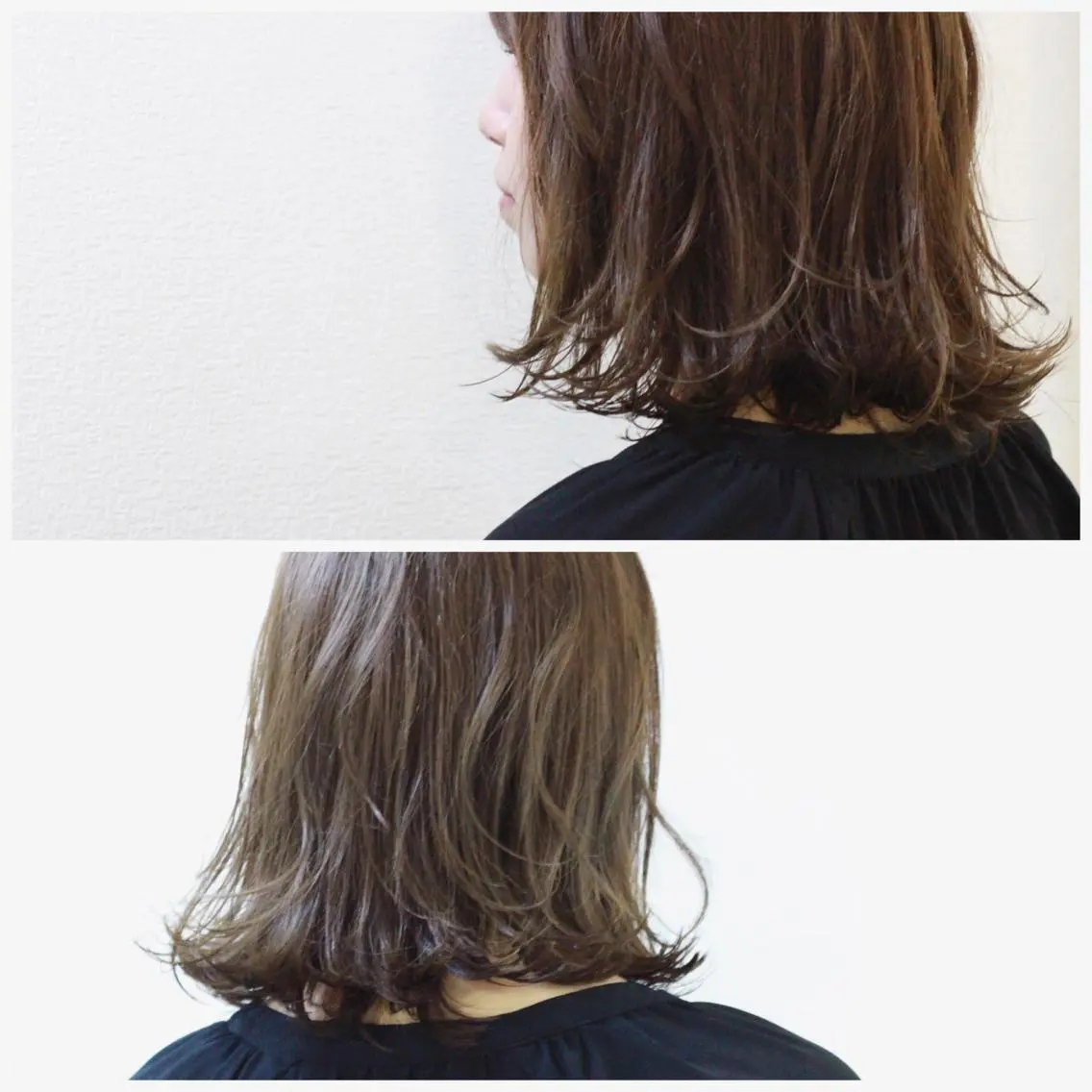 ミディアム カラー 切りっぱなしボブ ボブ カット ヘアカラー トリートメント Viage （ビアージュ）のヘアスタイル