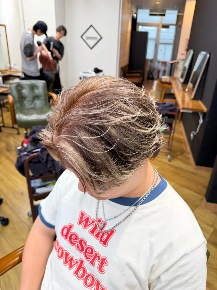 ⚡️【メンズ限定】⚡️バレイヤージュカラー➕カット💇🏼(韓国/ミニモ学割/センターパート/メッシュ/ハイライト)の写真