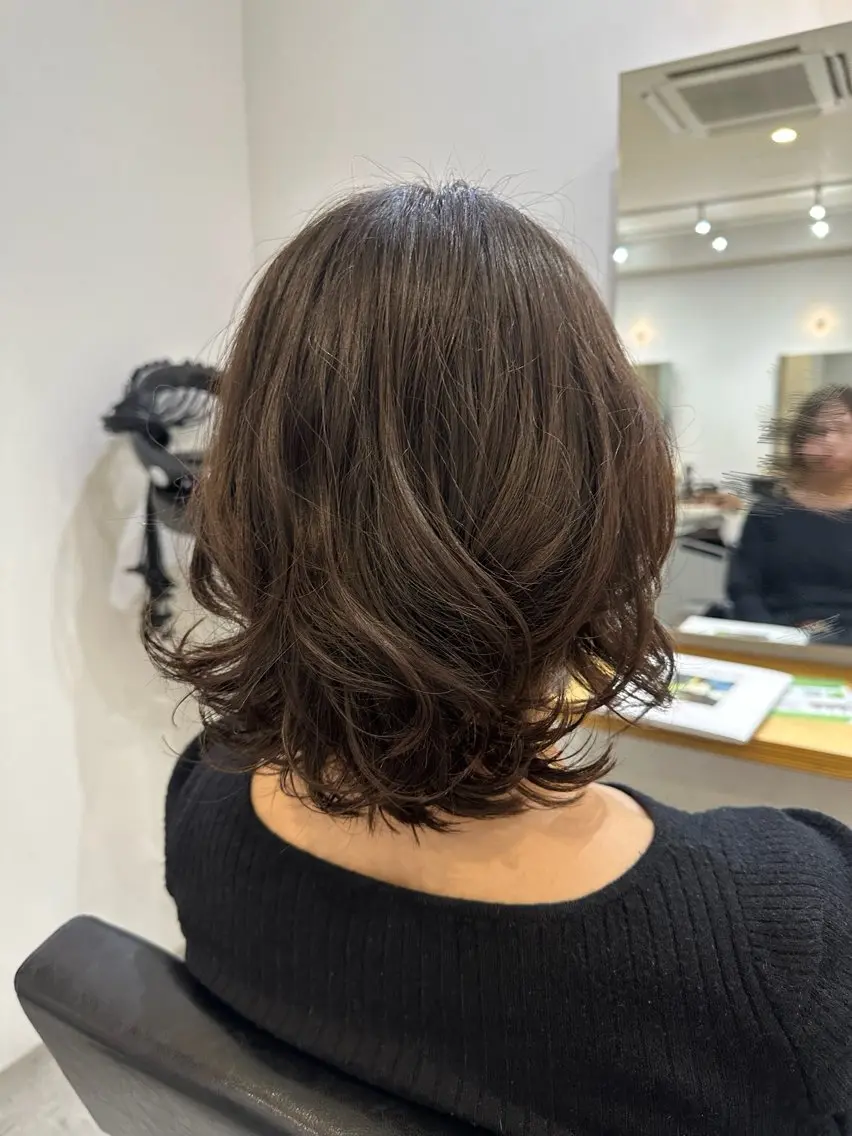 ミディアム パーマ ミディアムパーマ トリートメント デジタルパーマ Agu hair noman マナのヘアスタイル