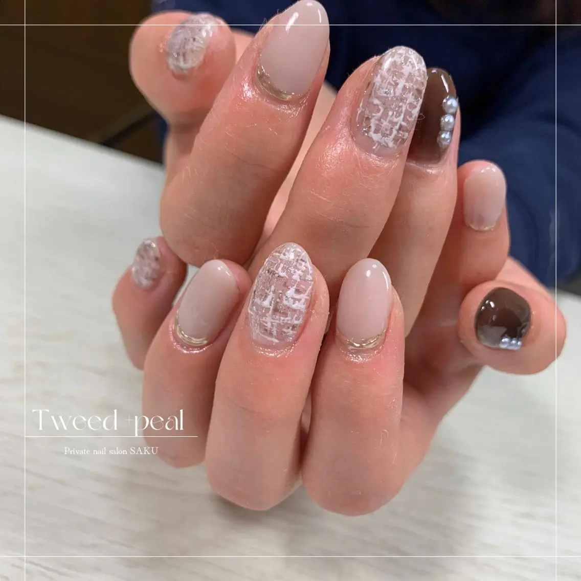 ネイル ツイードネイル ハンドネイル SAKU nail 作島茜のネイルデザイン