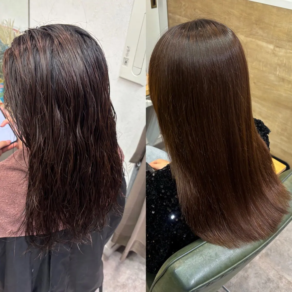 パーマ 髪質改善 ストレートパーマ 縮毛矯正 銀座：似合わせカラー オリーブ🫒アレンジのヘアスタイル