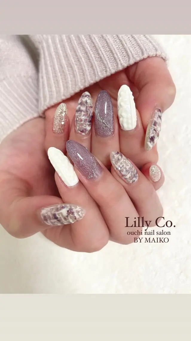 ネイル ツイードネイル ハンドネイル ハンドケア Lilly Co.のネイルデザイン