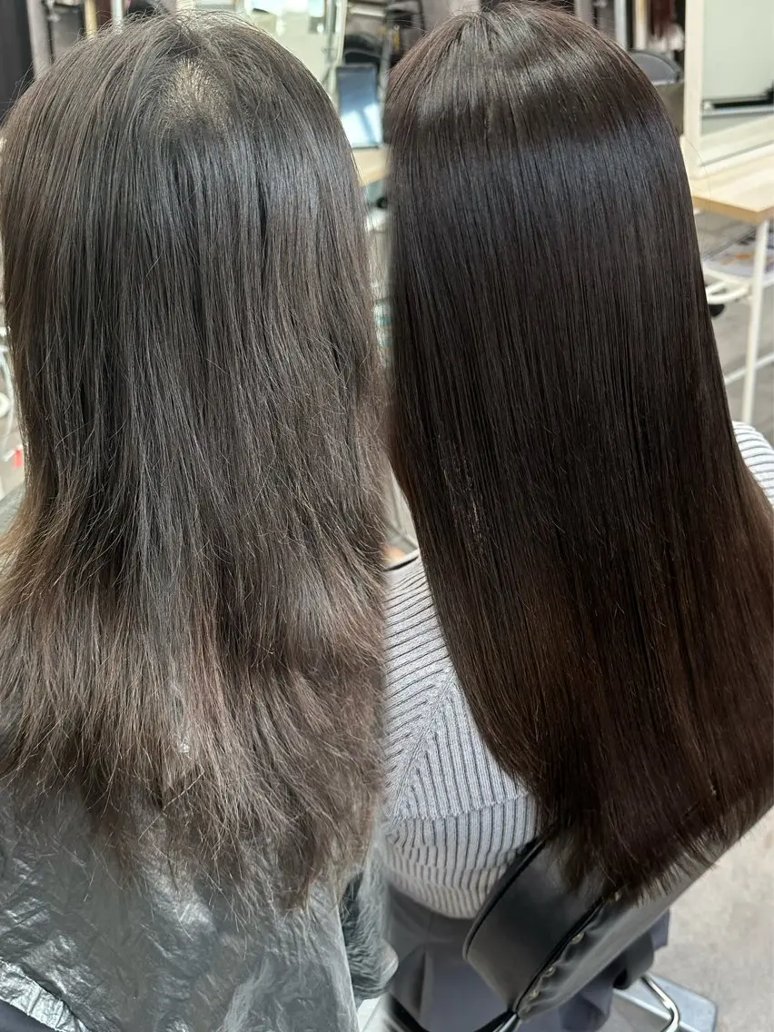 セミロング カット 縮毛矯正 トリートメント 艶髪、髪質改善 富田隼仁のヘアスタイル