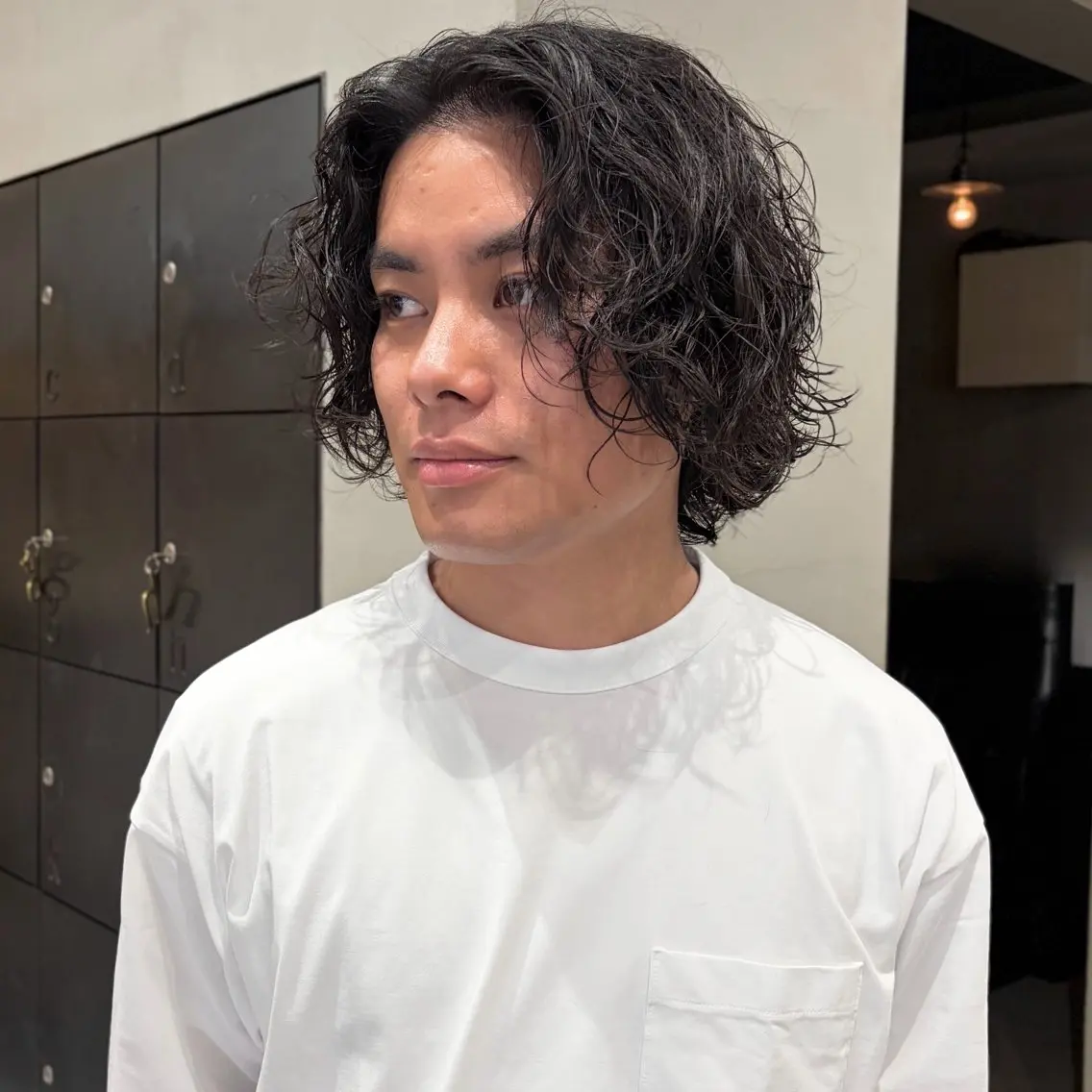 ミディアム パーマ ヘアアレンジ メンズ ミディアムパーマ メンズパーマ ボブ カット パーマ トリートメント なな/ICI/レイヤ ーパーマ/ボブのヘアスタイル