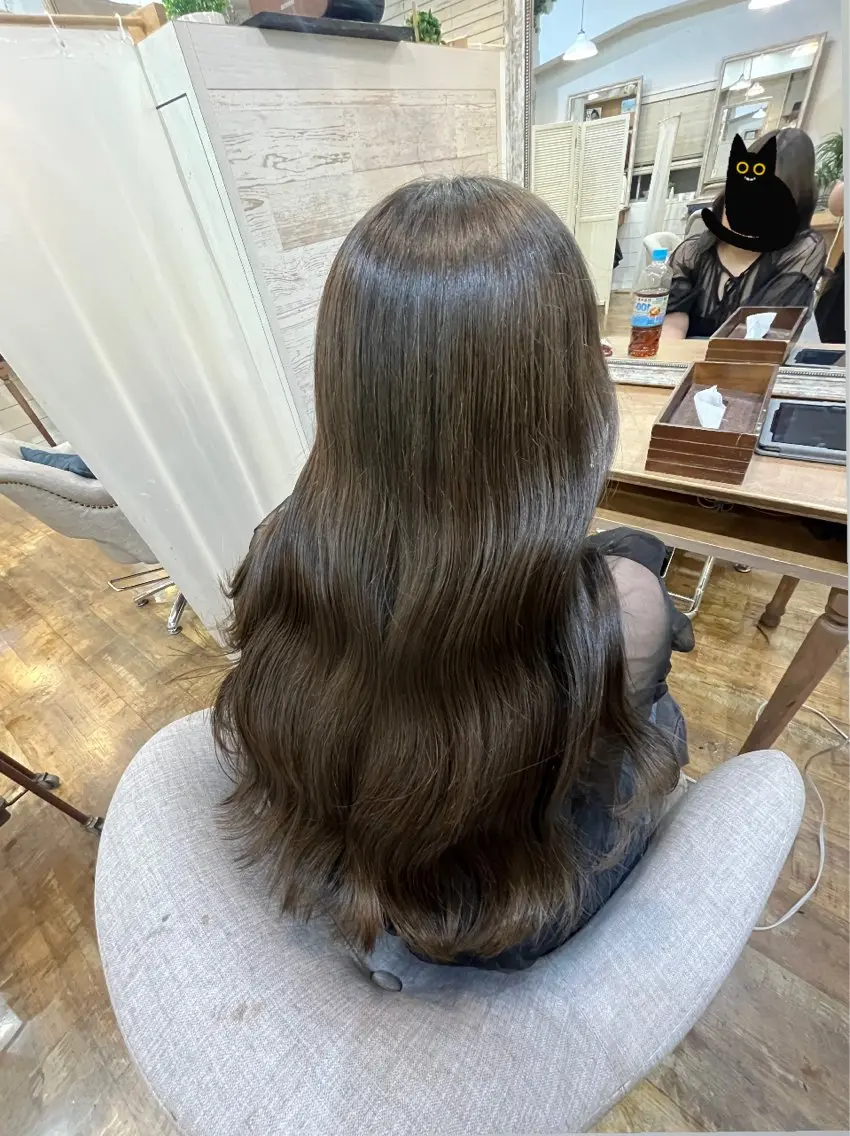 ロング カラー 透明感カラー グレージュ オリーブグレージュ オリーブグレー ロング カット ヘアカラー トリートメント Cielo 🐈‍⬛ sawa 🐈‍⬛のヘアスタイル