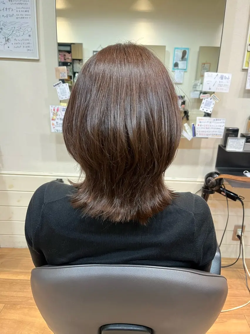 ミディアム カラー カット ヘアカラー トリートメント okuda yuukiのヘアスタイル