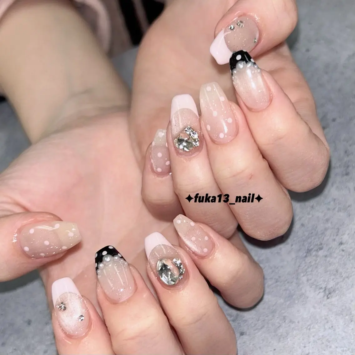 ネイル ドット フレンチネイル ガーリー 韓国ネイル マグネットネイル ハンドネイル Nail♡Fuka. /6月予約受付中のネイルデザイン