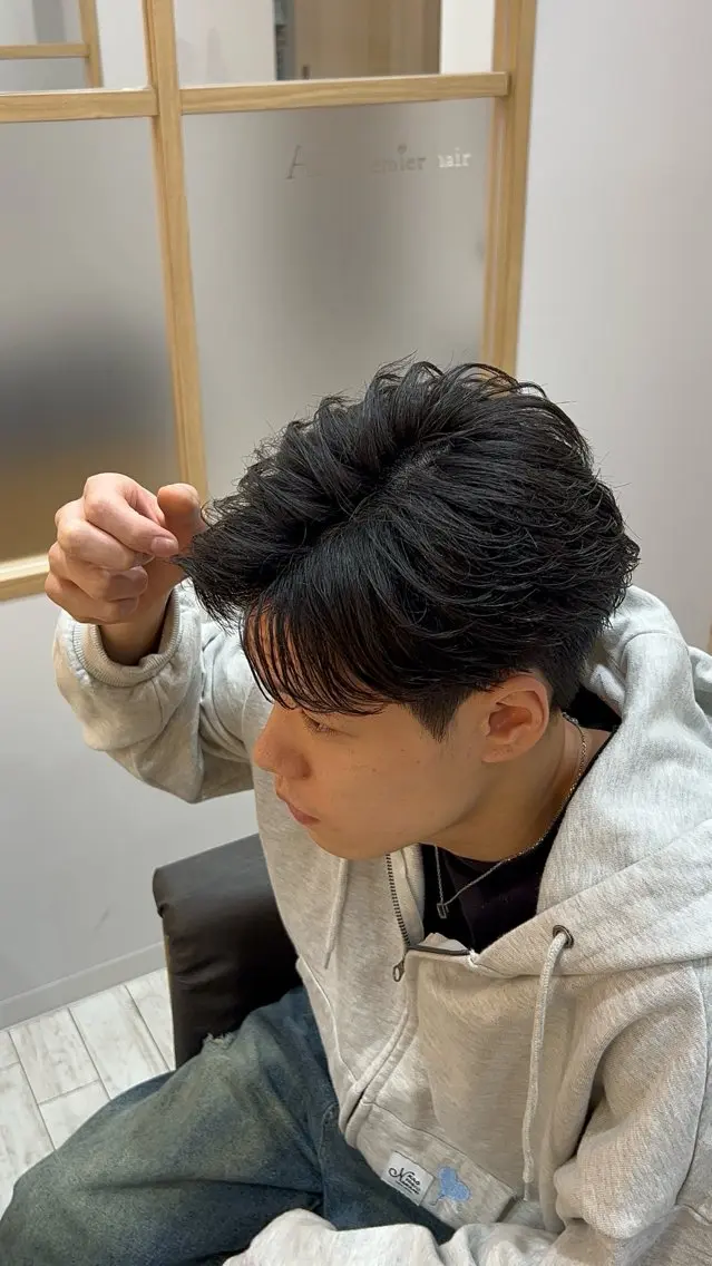 ショート カット パーマ メンズパーマ募集中/ 栄/大場和哉のヘアスタイル