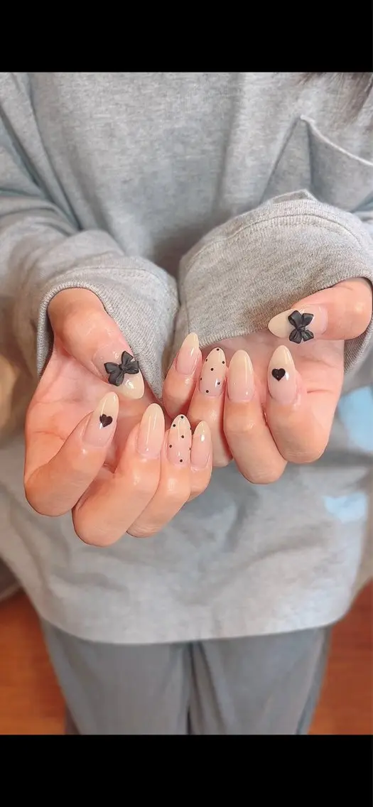ネイル 韓国ネイル リボン ハンドネイル LOVE NAIL 💕Sonoのネイルデザイン