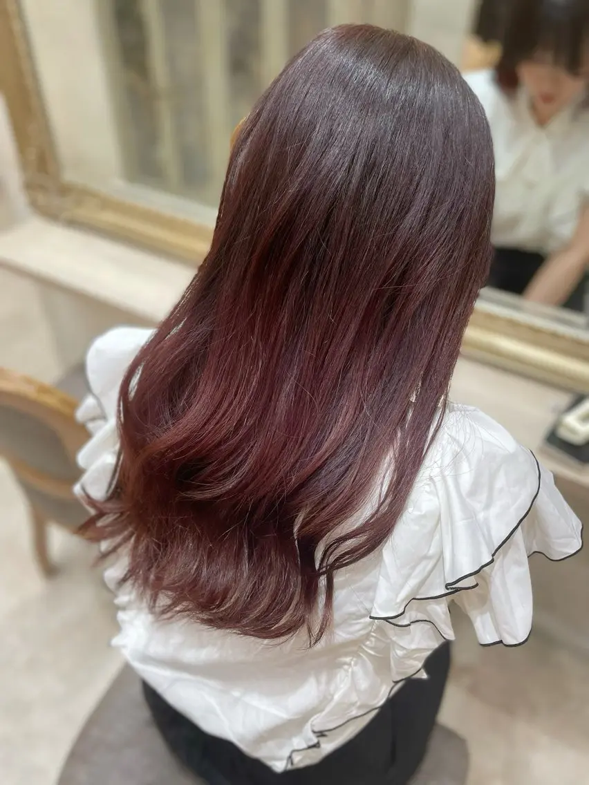 セミロング カラー ベージュカラー ピンクカラー ピンクベージュ カラー✨縮毛矯正✨ ハギワラケンタのヘアスタイル