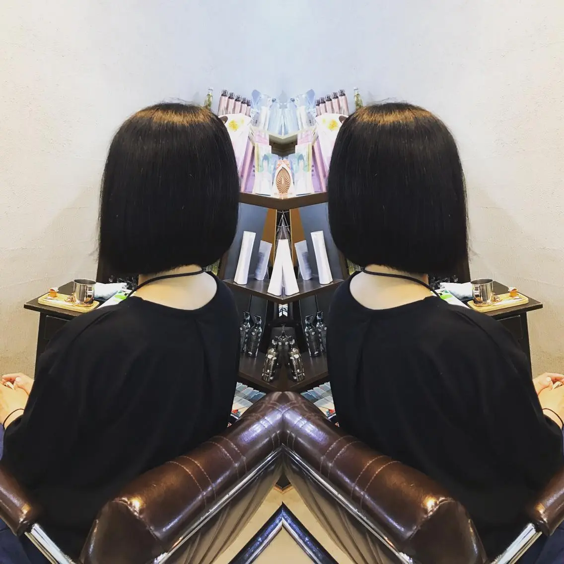 ミディアム ボブ カット 正分 真美のヘアスタイル