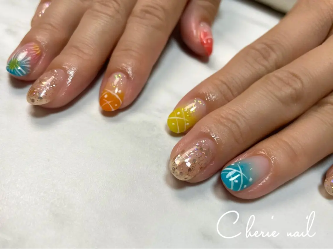 ネイル ヨーヨーネイル ハンドネイル Cherienail yunaのネイルデザイン