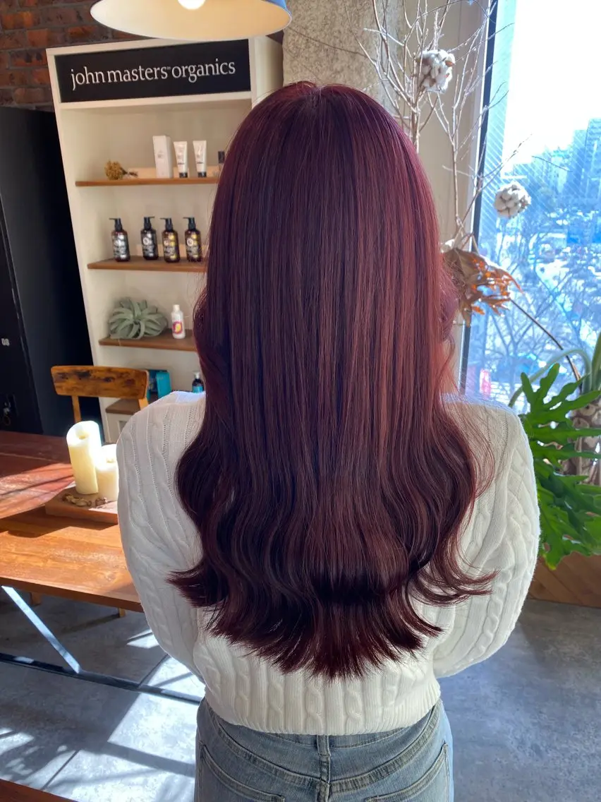 セミロング カラー ブリーチ ダブルカラー レッドカラー ヘアカラー the BRIDGE 加藤みのりのヘアスタイル
