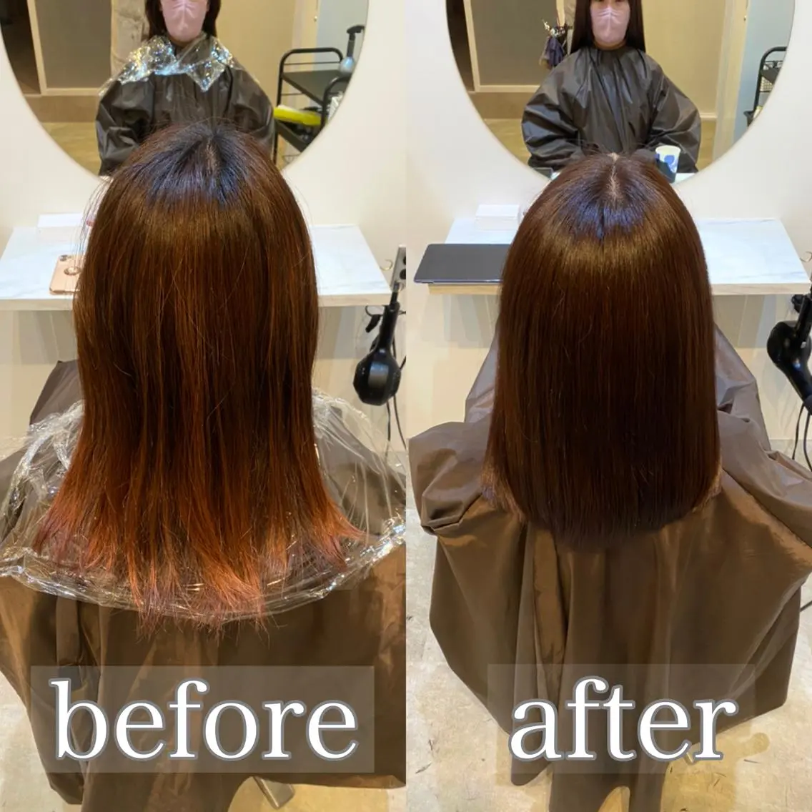 ミディアム カット ヘアカラー トリートメント 【髪質改善 艶髪】 布川 莉穂のヘアスタイル