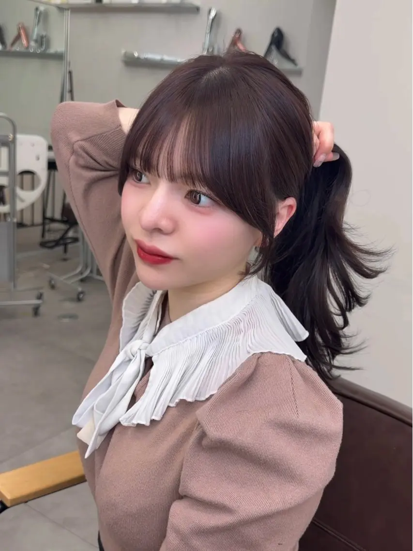 ミディアム カラー 顔周りカット 似合わせカット 小顔カット カット ヘアカラー トリートメント 骨格別小顔カット/ 顔周りカット/金井のヘアスタイル