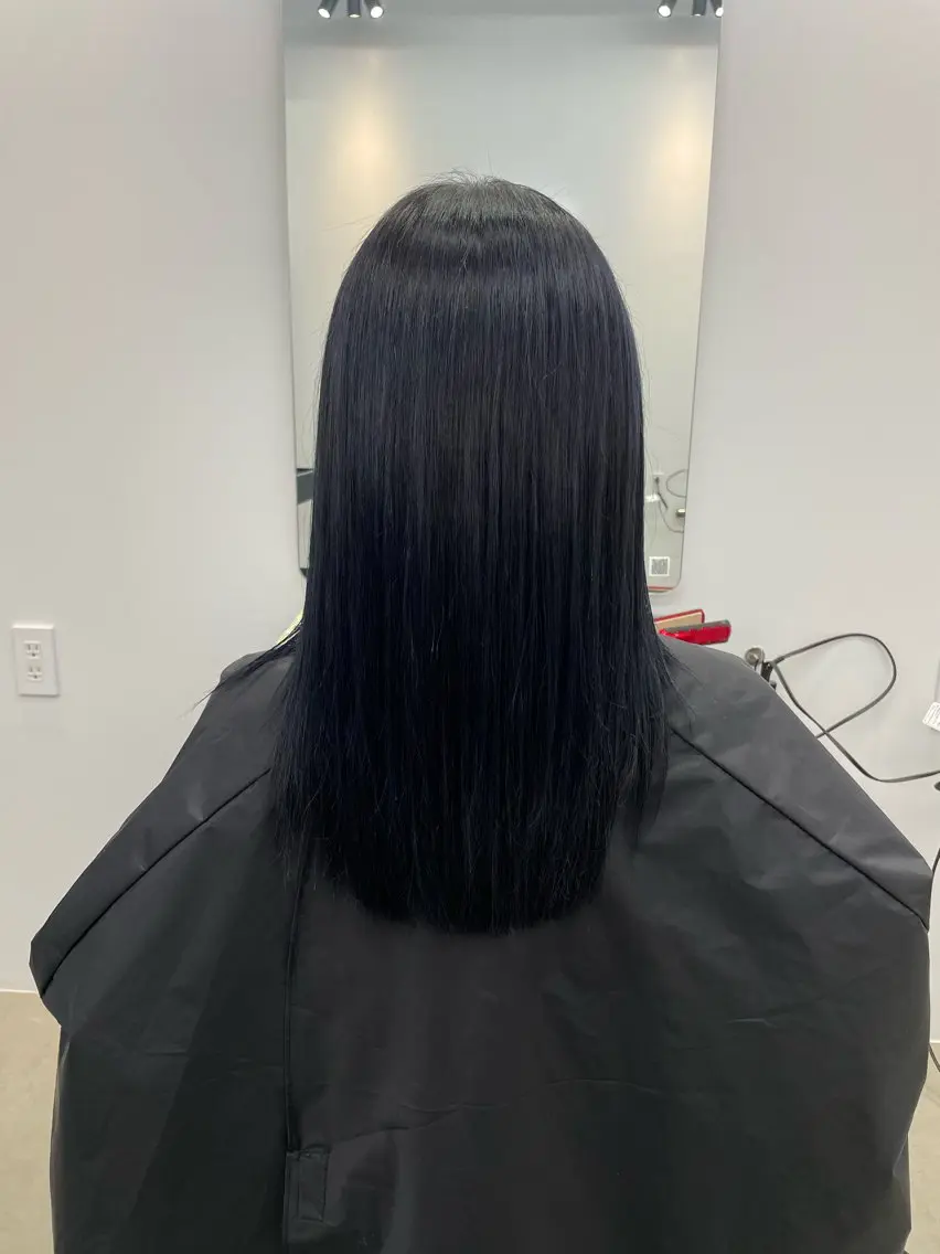 ロング カラー 黒髪 ブルーカラー ブルーブラック 透明感カラー 昼田 陸のヘアスタイル