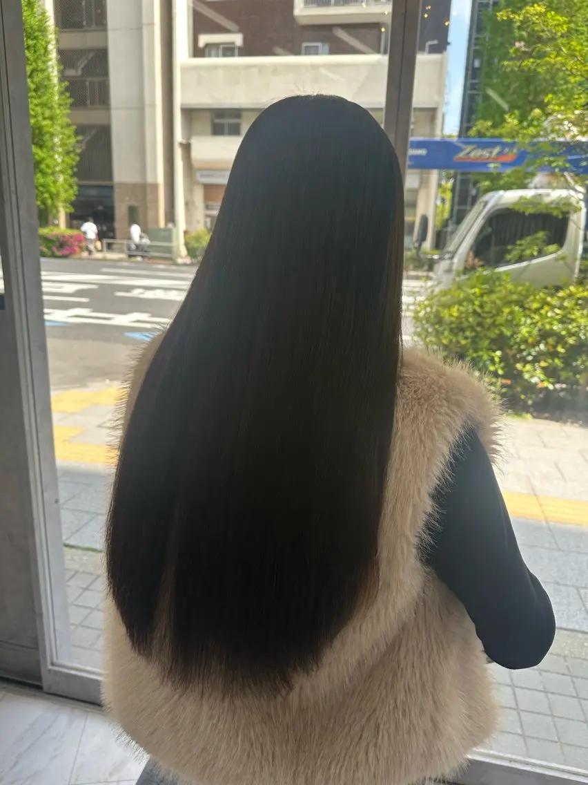 ロング カット ヘアカラー 縮毛矯正 トリートメント ナチュラル🎀透明感 カラー/香香のヘアスタイル