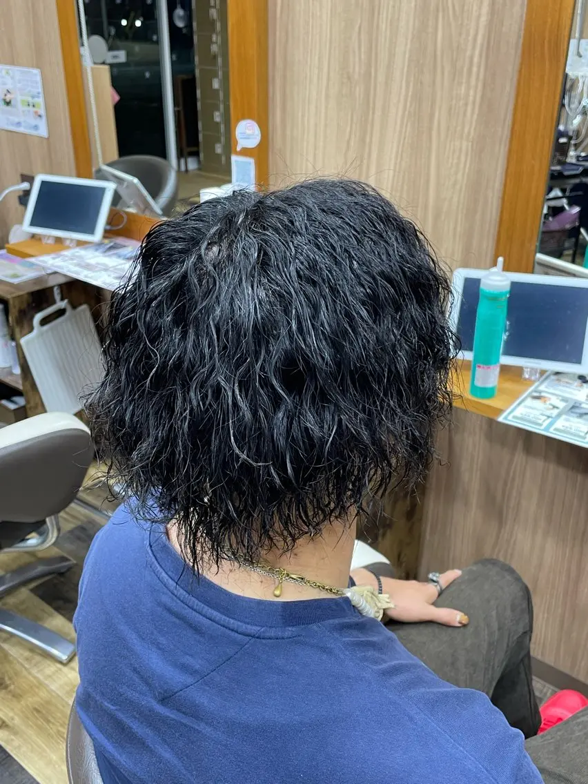 ミディアム パーマ メンズ カット パーマ 山際勇策 /岐阜美容師のヘアスタイル