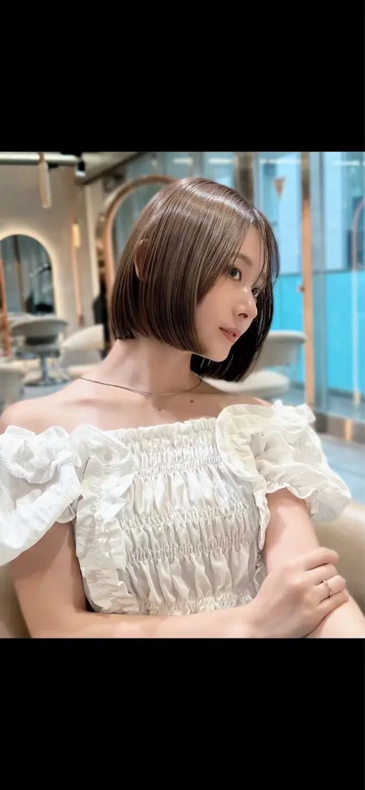 ショート カット ヘアカラー 縮毛矯正 トリートメント 縮毛矯正/レイヤー 顔周/艶カラ-/笑璃のヘアスタイル