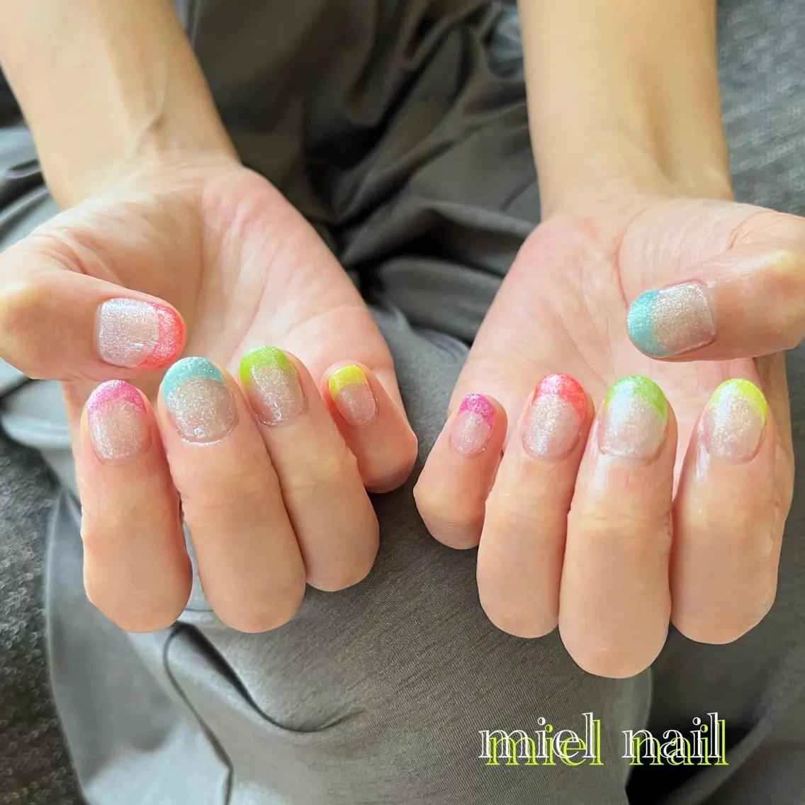 ネイル フレンチネイル マグネットネイル 夏ネイル ハンドネイル miel nailのネイルデザイン