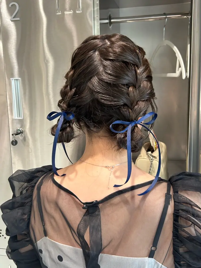 ミディアム ヘアアレンジ お団子ヘア 原野 実優羽のヘアスタイル