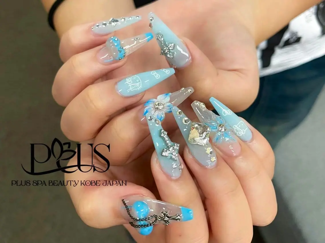 ネイル アートネイル フレンチネイル ジェルネイル ガラスフレンチ ニュアンスネイル ハンドネイル PLUSSPA ANHのネイルデザイン