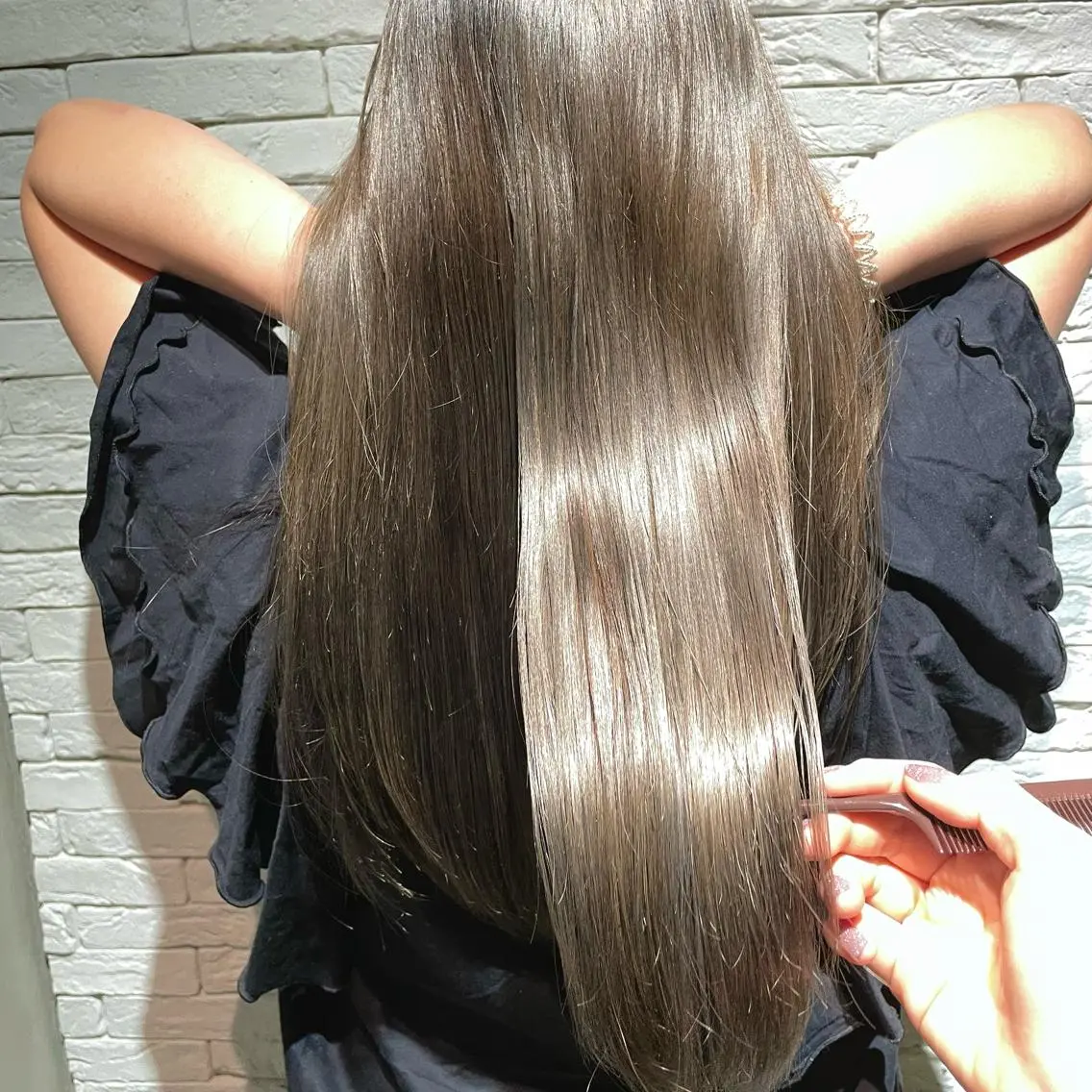 ロング カット ヘアカラー 💘韓国レイヤー上 品カラーruru💘のヘアスタイル