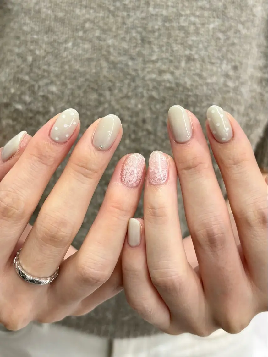 ネイル ドット レース ハンドネイル rikako ˚⁎⁺のネイルデザイン