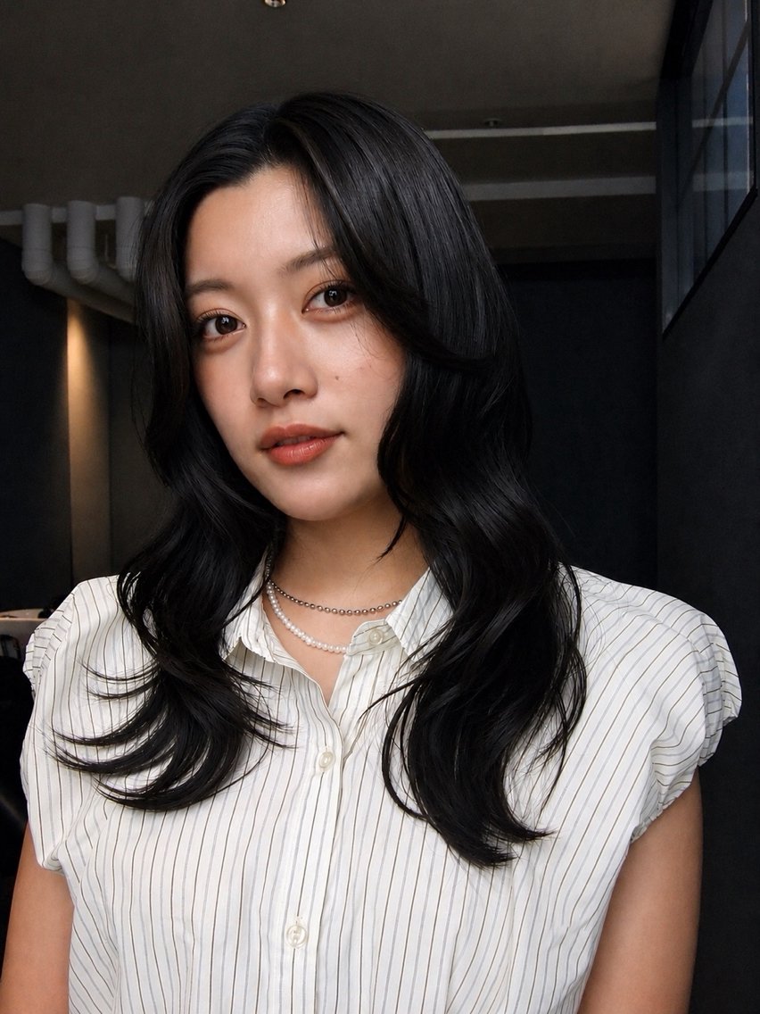 セミロング カラー カット ヘアカラー すが みさとのヘアスタイル