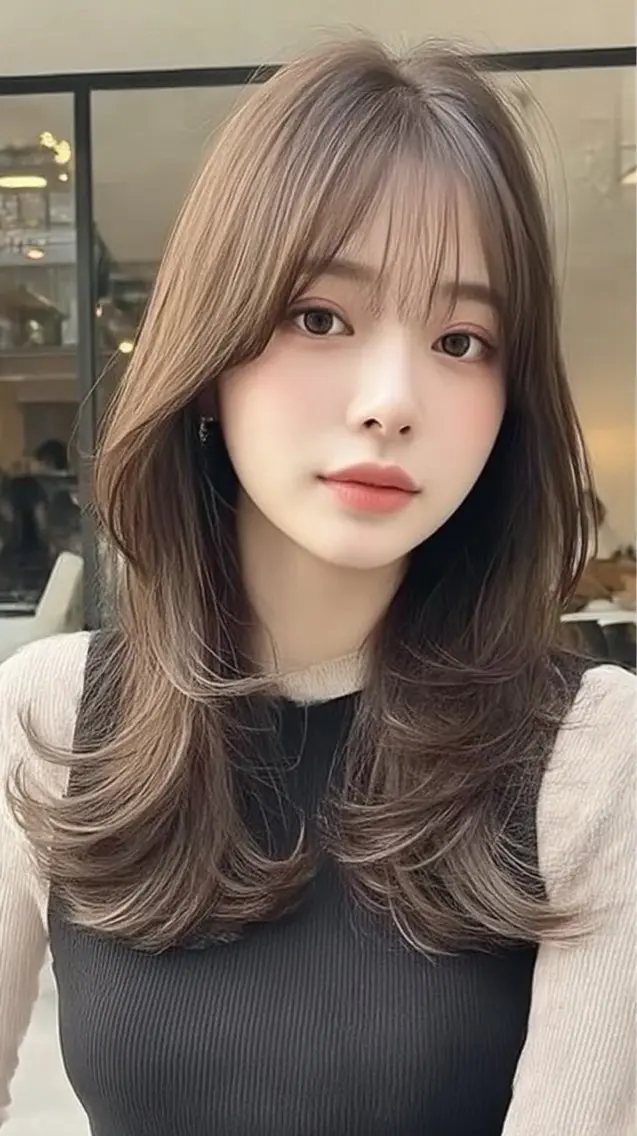 ロング パーマ 縮毛矯正 トリートメント 韓国×艶ハイトーンが かわいい✨️リオ🍒のヘアスタイル