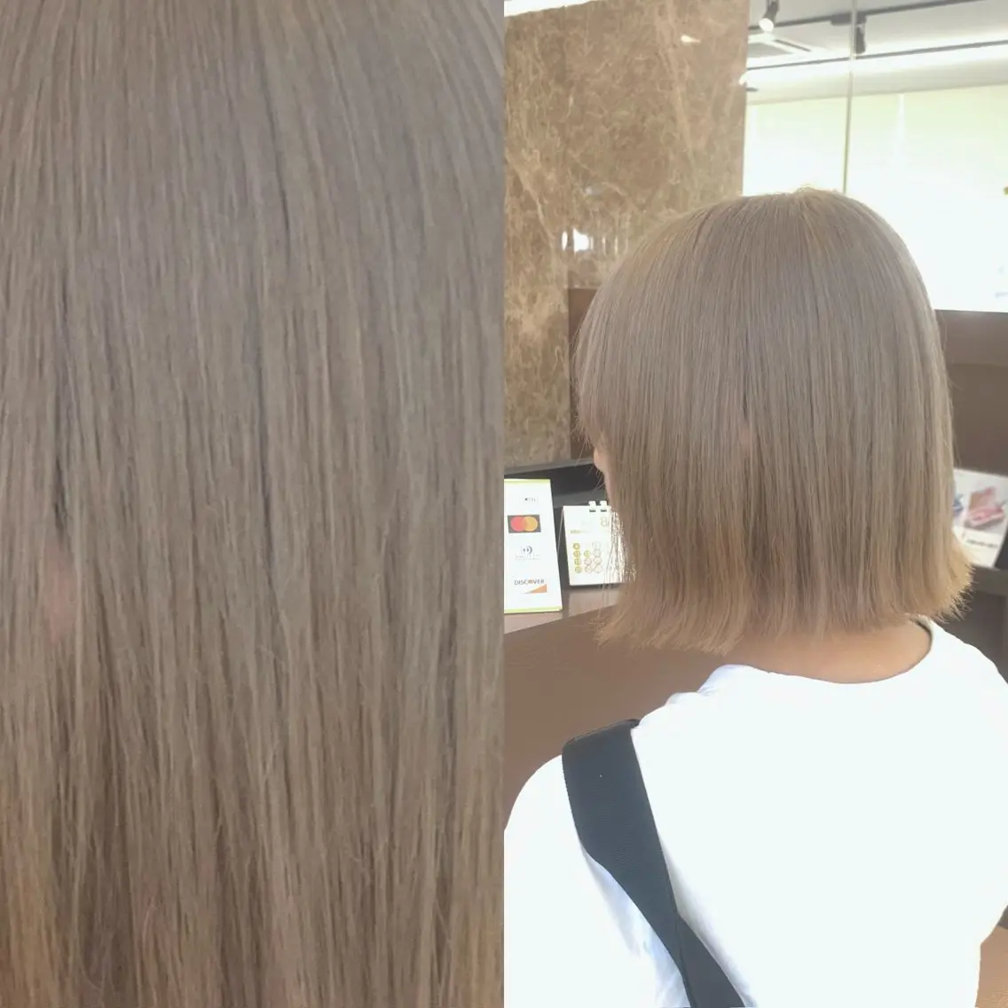 ミディアム 切りっぱなしボブ ボブ カット ヘアカラー ハイトーン職人💗 松本輝美のヘアスタイル