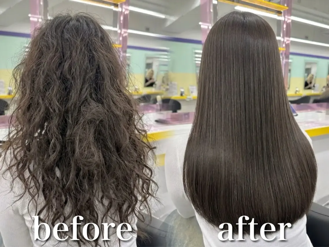 ロング カット 縮毛矯正 トリートメント ブリーチ縮毛矯正加藤 韓国ヘア🫧のヘアスタイル