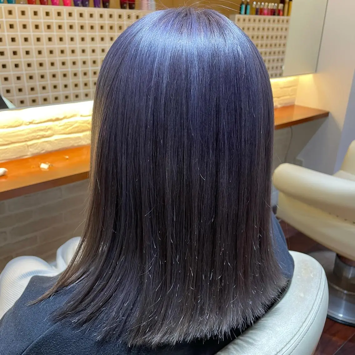 セミロング カラー ブリーチ パープルカラー トリートメント CoCooN 店長 さのえみのヘアスタイル