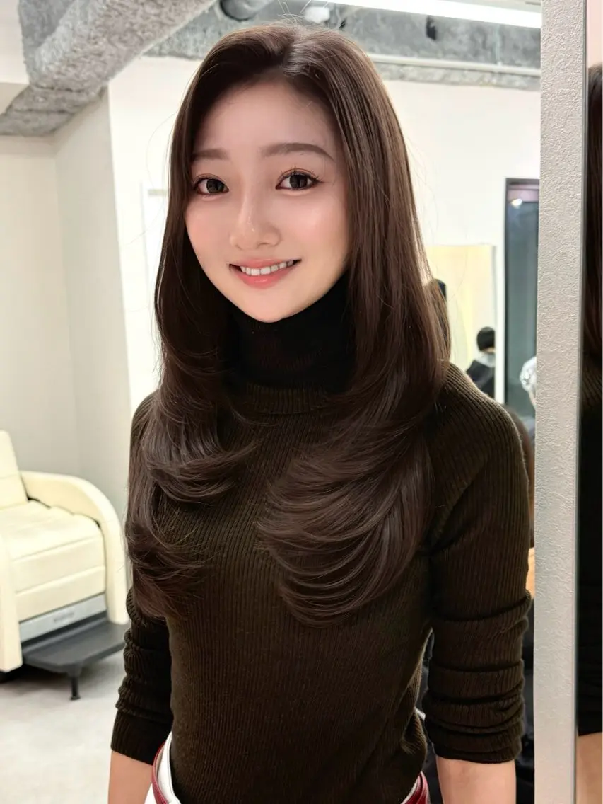 ロング カラー カット ヘアカラー 縮毛矯正 トリートメント 髪質改善/縮毛矯正/ ブリーチなしカラーのヘアスタイル