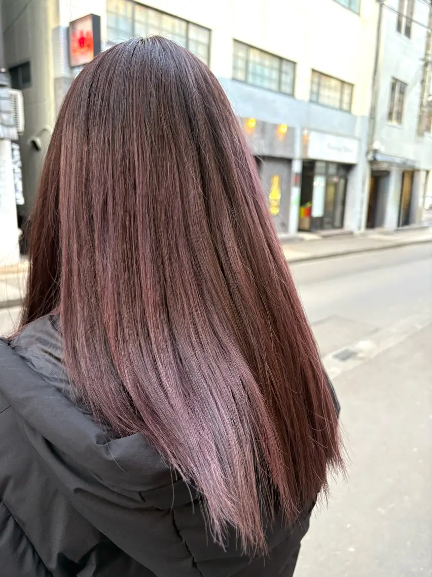 セミロング カラー パープルカラー アベ ミスズのヘアスタイル