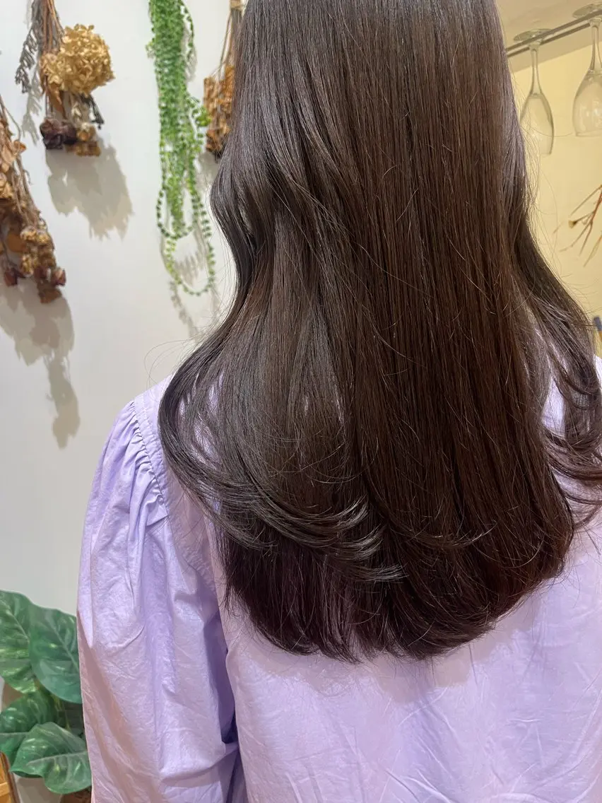 ロング ラベンダーベージュ ヘアカラー 暖色カラー/ダブル カラー/名古屋/辻のヘアスタイル