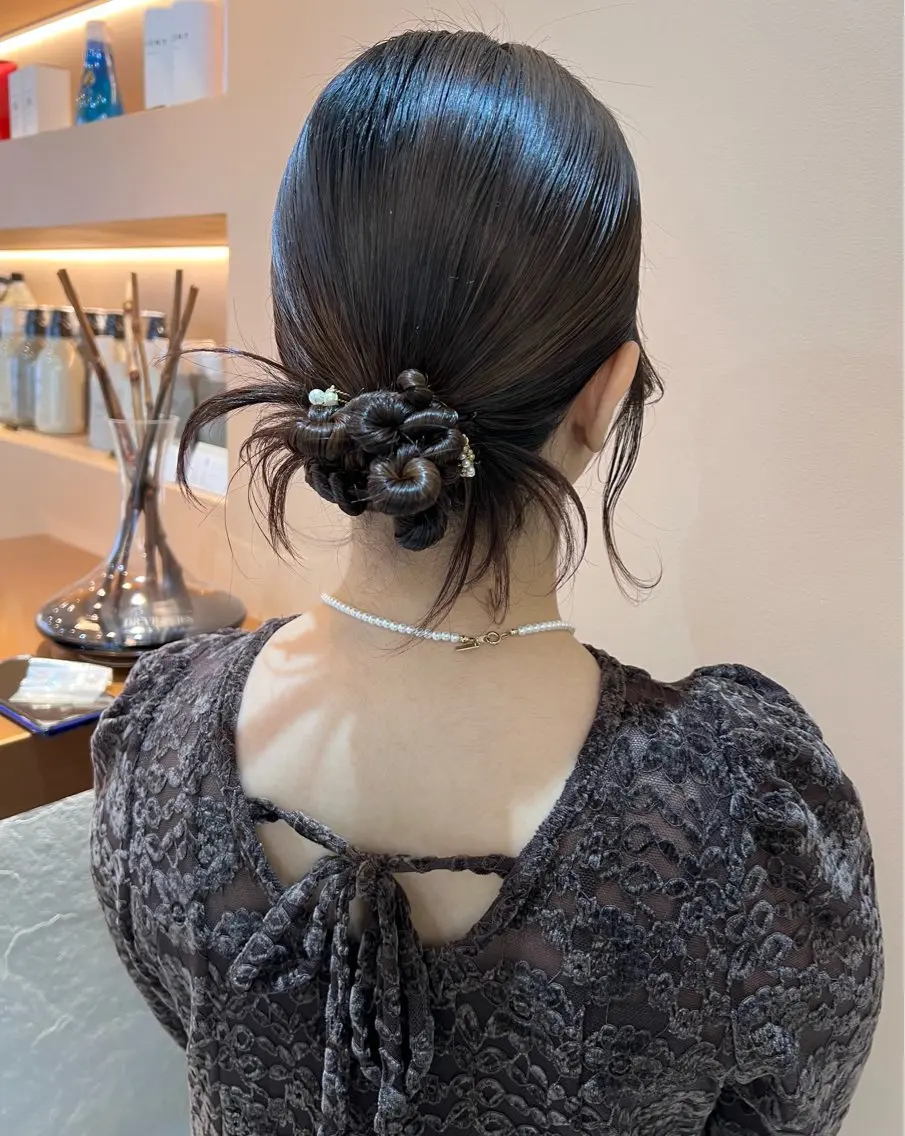 ミディアム カラー ヘアアレンジ ヘアセット ✨カチモリ✨レイヤー 韓国ヘア🇰🇷ゆいのヘアスタイル