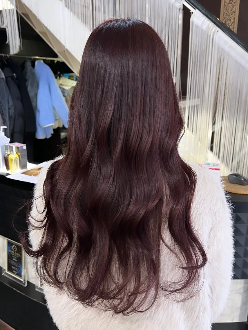 ロング カラー ブラウンカラー カシス ショコラブラウン チョコレートブラウン ココアブラウン 艶髪 ♡Tomiyaのヘアスタイル