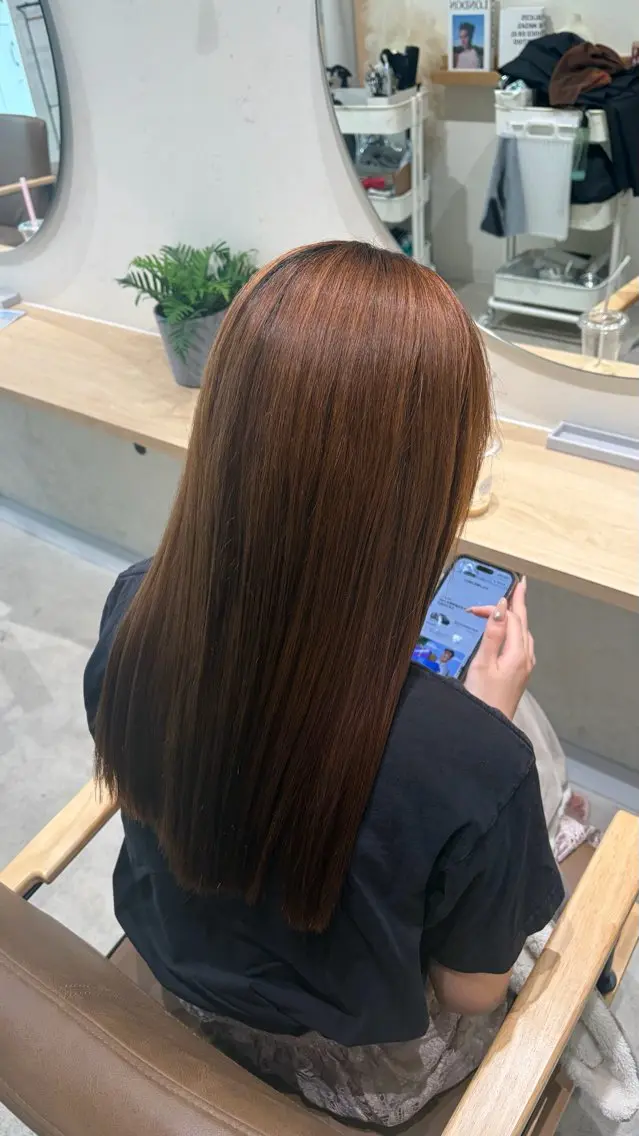 ロング カット 縮毛矯正 トリートメント 千聖/ 暖色ハイトーン⛓🩶のヘアスタイル