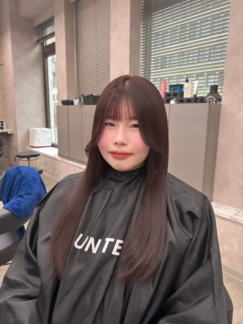 ロング カラー パーマ ヘアアレンジ メンズ キッズ ヘアカラー トリートメント ヘアセット ブリーチなしカラー/ ブラウン/レイヤーのヘアスタイル