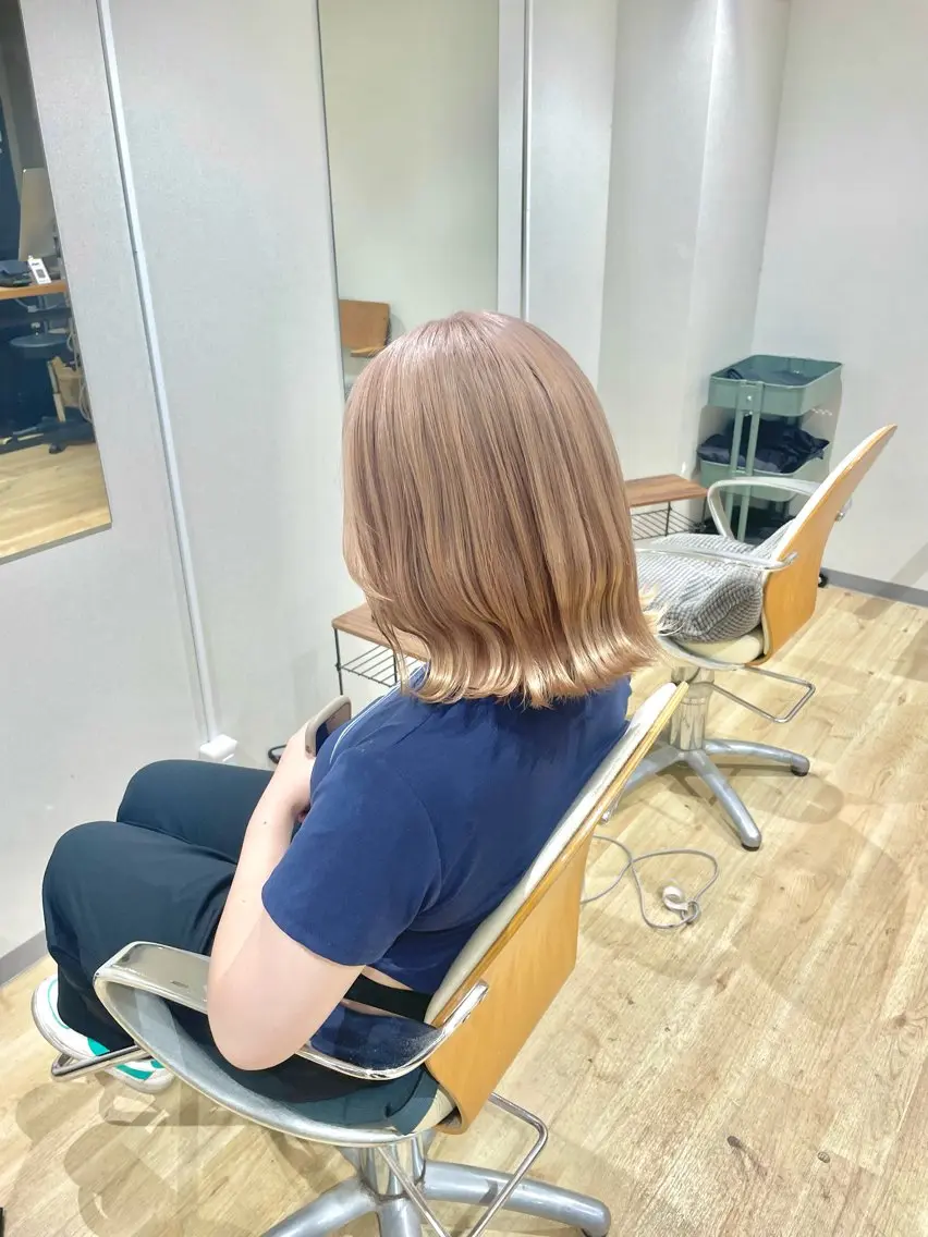 ミディアム カラー パーマ ヘアアレンジ メンズ ショートボブ メンズバレイヤージュ メンズブリーチ メンズハイライト メンズハイトーン エビスザキレン/メン ズ/心斎橋🌳のヘアスタイル