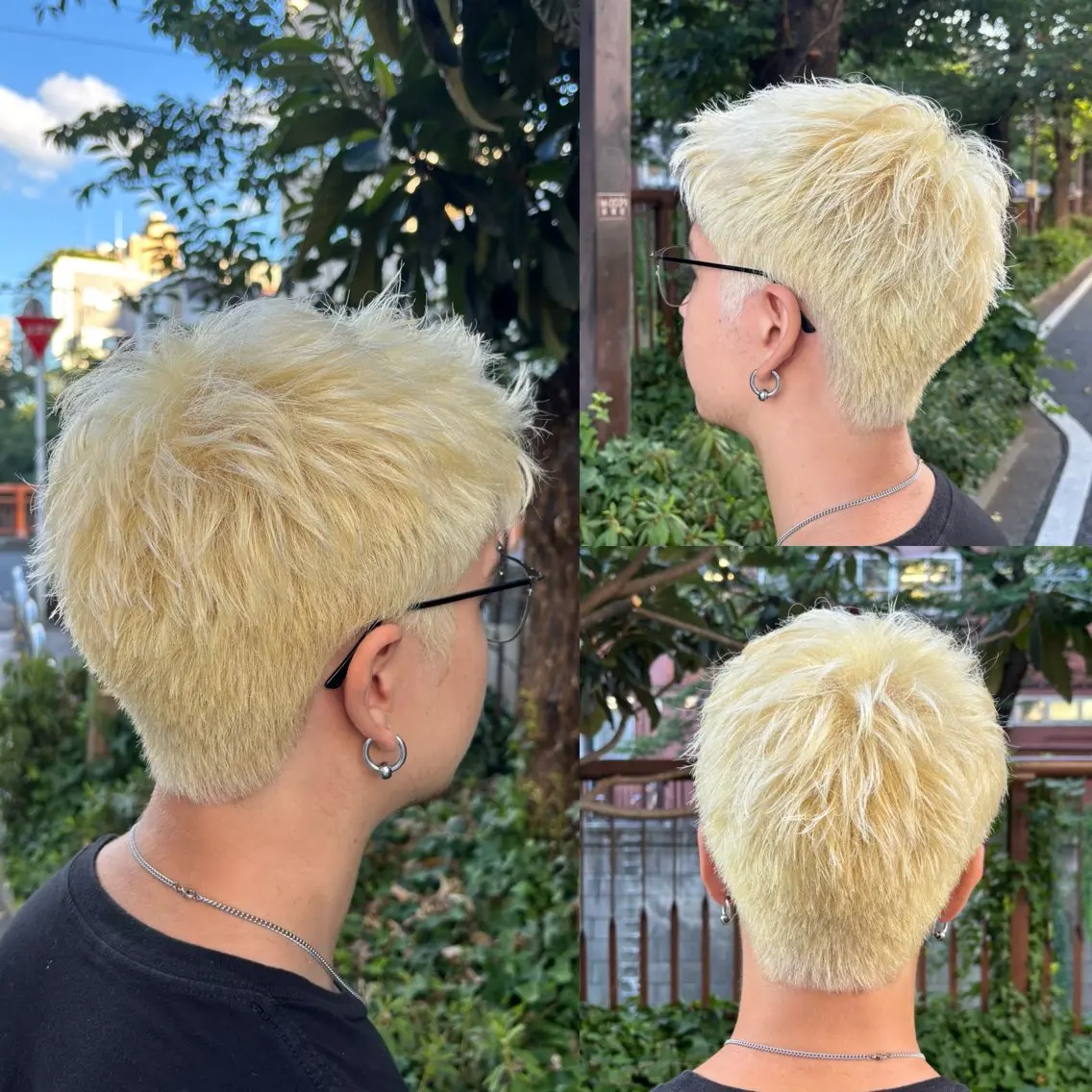 ショート カラー メンズ メンズブリーチ スパイキーショート ブリーチ 抜きっぱなしブロンド ショートヘア ヘアカラー 看板犬がお出迎え◎ 初めてでも安心◎のヘアスタイル