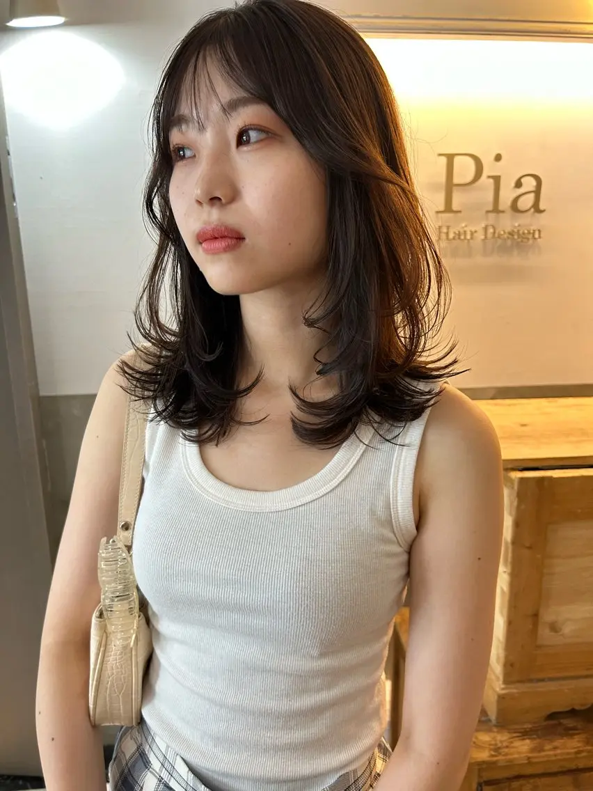 セミロング カラー カット ヘアカラー トリートメント Pia ツボイ ケイタのヘアスタイル