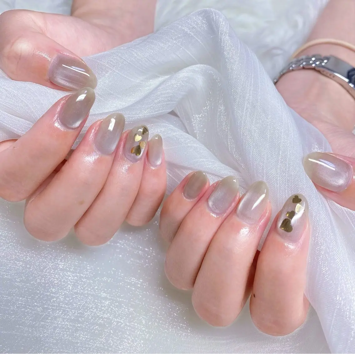 ネイル ハート マグネットネイル オフィスネイル シンプルネイル ハンドネイル Nail Yunaのネイルデザイン