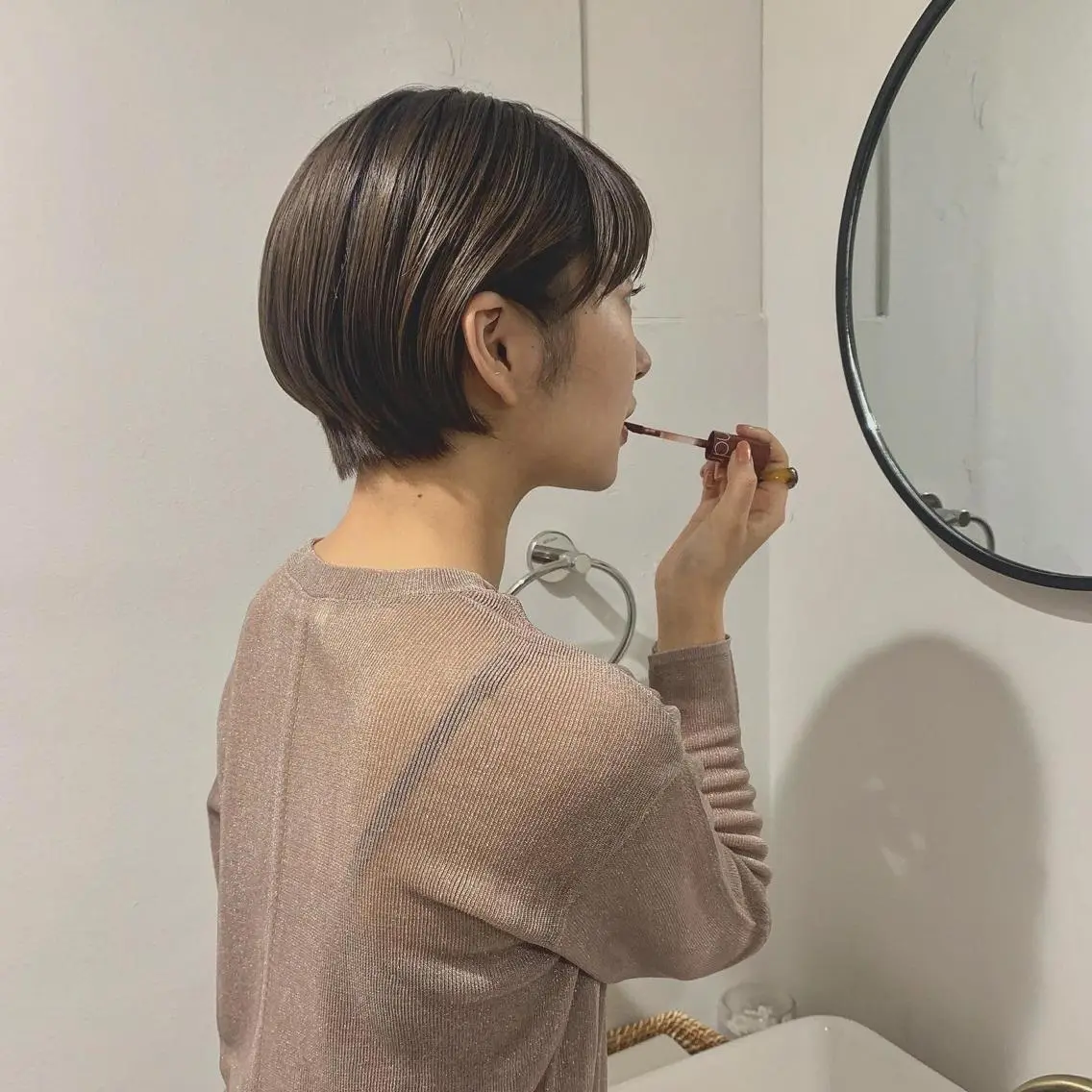ショート カラー パーマ 髪質改善 トリートメント 三矢 ちなつのヘアスタイル